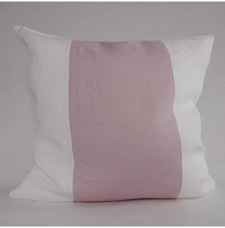 Randigt kuddfodral rosa och vitt