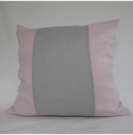 Randigt kuddfodral ljusgrtt och rosa